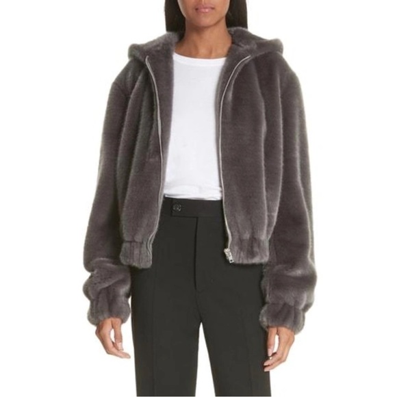 Helmut Lang Faux Fur Hooded Bomber Jacket - Picture 1 of 7